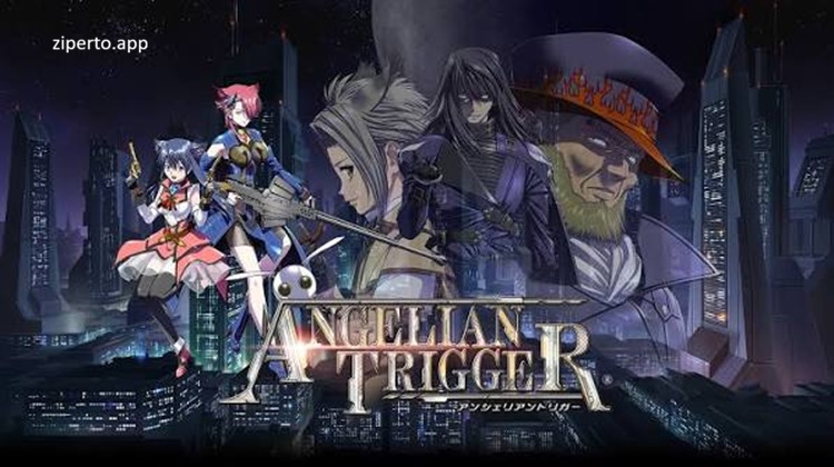 Angelian Trigger gameplay featuring anime-style heroines battling enemies with futuristic weapons across colorful sci-fi worlds.