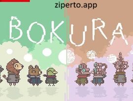 BOKURA gameplay showing two players solving cooperative puzzles with different perspectives in a pixel-art adventure.