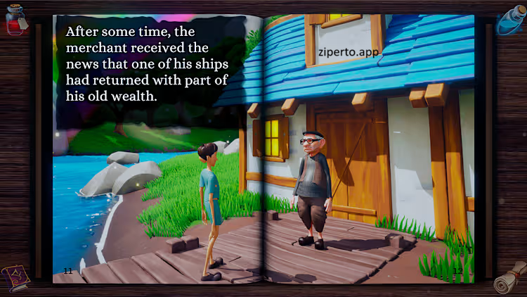 Beauty and The Beast: Interactive Book gameplay featuring interactive story pages, Belle, colorful illustrations, and family-friendly activities.