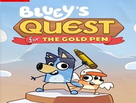 Bluey's Quest For The Gold Pen gameplay featuring Bluey exploring colorful locations, solving puzzles and enjoying family-friendly adventures.