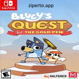 Bluey's Quest For The Gold Pen gameplay featuring Bluey exploring colorful locations, solving puzzles and enjoying family-friendly adventures.