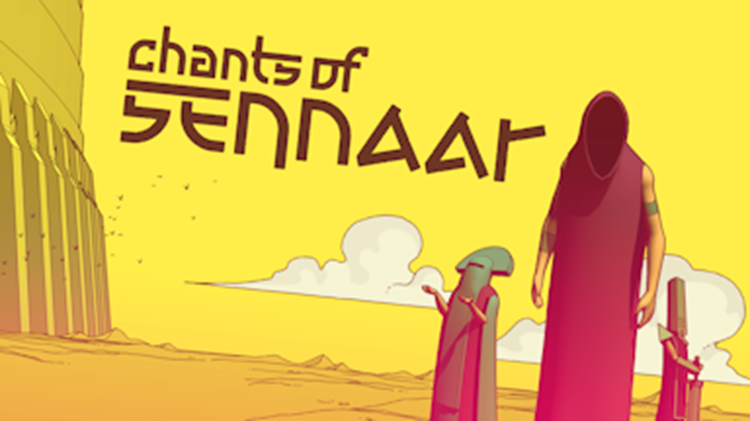 Chants of Sennaar gameplay featuring language puzzles, ancient tower exploration, and beautiful cel-shaded visuals.