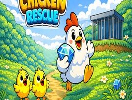 Chicken Rescue gameplay featuring cute chickens, colorful puzzle levels, obstacle solving, farm environments and casual rescue adventure.