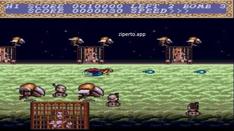 Cho Aniki Collection gameplay featuring bizarre characters, colorful enemies, power-ups and challenging arcade battles.