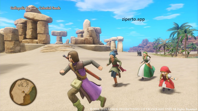 DRAGON QUEST XI S: Echoes of an Elusive Age – Definitive Edition gameplay featuring turn-based battles, vibrant fantasy landscapes and Luminary exploring Erdrea.
