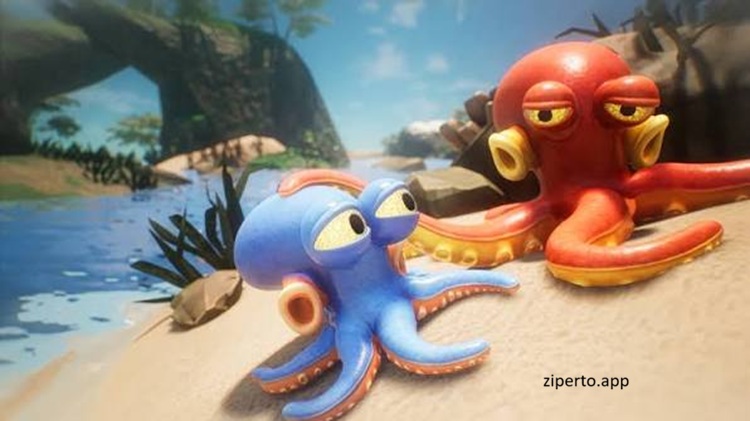 Darwin's Paradox! 2026 gameplay featuring an octopus solving puzzles and exploring detailed platforming environments.