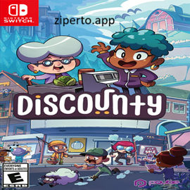 Discounty gameplay featuring a cozy supermarket, stocked shelves, colorful products, and a player managing a local store.