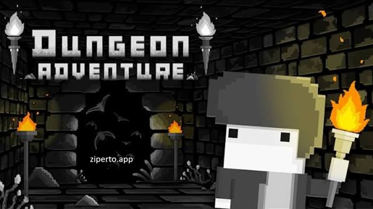 Dungeon Adventure gameplay featuring a brave hero exploring dark dungeons and battling dangerous monsters.