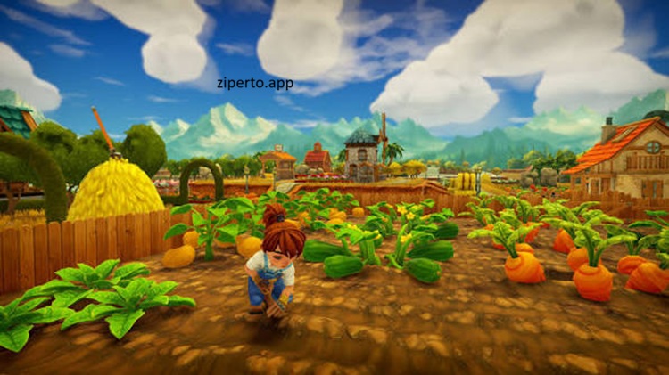 Farm Together 2 gameplay featuring colorful crop fields, farm customization, animal care, cooperative farming and relaxing countryside management.