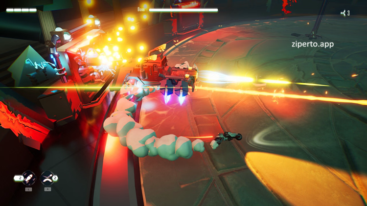 Gripper gameplay featuring a futuristic motorcycle, grappling combat, robotic enemies, neon arenas and high-speed sci-fi battles.