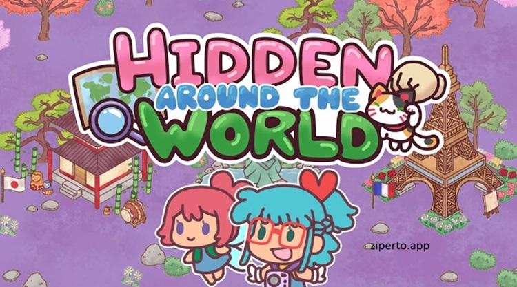 Hidden Around the World 2026 gameplay featuring hidden object puzzles across colorful hand-drawn locations.