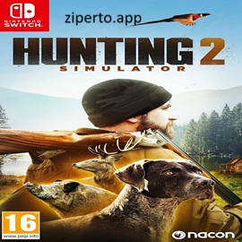 Hunting Simulator 2 gameplay featuring a hunter tracking wildlife through a realistic wilderness environment with a hunting dog.