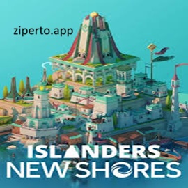 ISLANDERS: New Shores gameplay showing colorful islands, peaceful town building and relaxing minimalist landscapes.