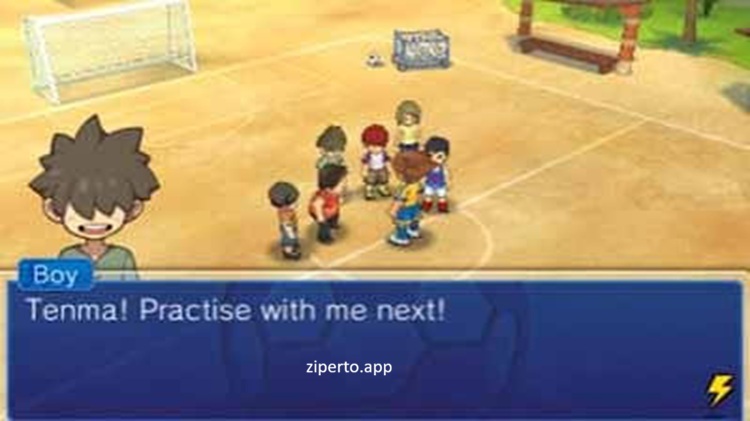 Inazuma Eleven GO 2: Chrono Stone – Neppuu gameplay featuring anime-style football players, special moves, and an intense match.