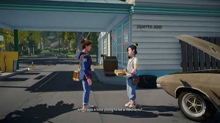 Lake gameplay showing mail delivery, peaceful small-town streets, scenic lakeside roads and relaxing story-driven exploration.