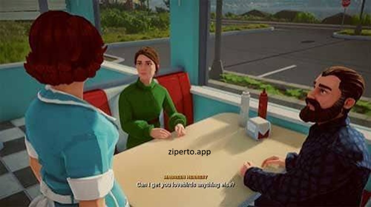 Lake gameplay showing mail delivery, peaceful small-town streets, scenic lakeside roads and relaxing story-driven exploration.