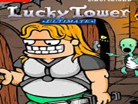 Lucky Tower Ultimate 2026 gameplay featuring randomized dungeon exploration, humorous fantasy characters, strategic combat, traps, and roguelike adventure.