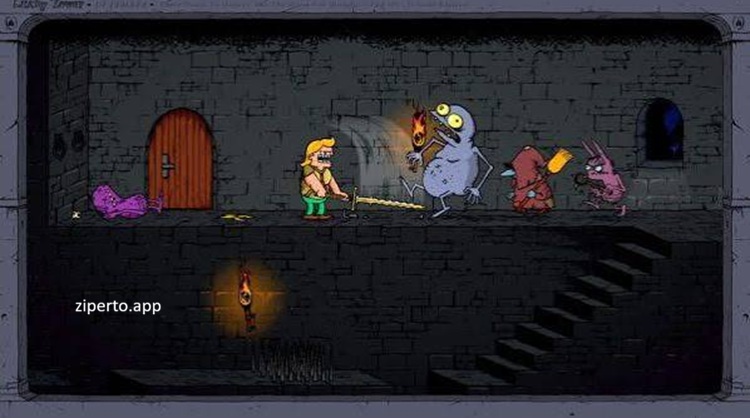 Lucky Tower Ultimate 2026 gameplay featuring randomized dungeon exploration, humorous fantasy characters, strategic combat, traps, and roguelike adventure.