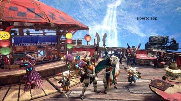 Monster Hunter Rise: Sunbreak gameplay featuring hunters battling giant monsters, fantasy environments, powerful weapons and action RPG combat.