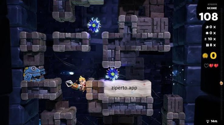 Pit Panic gameplay showing a player avoiding dangerous obstacles and surviving fast-paced action challenges.