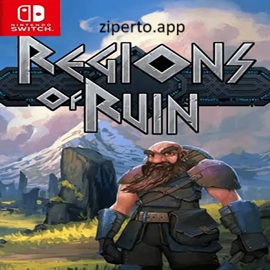Regions of Ruin gameplay showing a dwarf warrior exploring a hand-drawn fantasy world and battling enemies among ancient ruins.