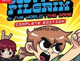 Scott Pilgrim vs The World The Game gameplay featuring Scott fighting enemies in a colorful pixel-art beat 'em up stage.