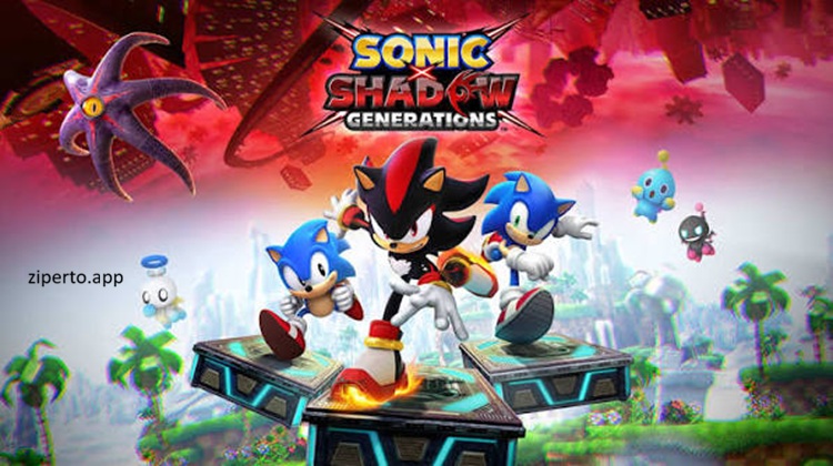 Sonic X Shadow Generations gameplay featuring Sonic and Shadow, high-speed platforming, colorful stages, powerful abilities, and action adventure.