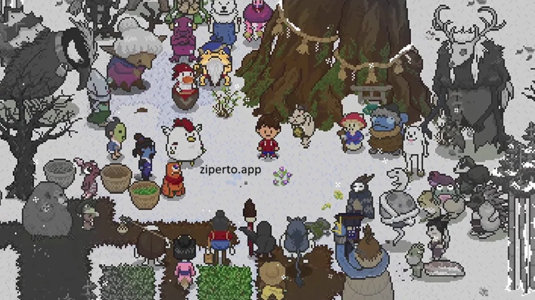 Spirittea 2026 gameplay featuring a magical bathhouse, friendly spirits, village exploration, cozy life simulation, and relaxing pixel-art visuals.