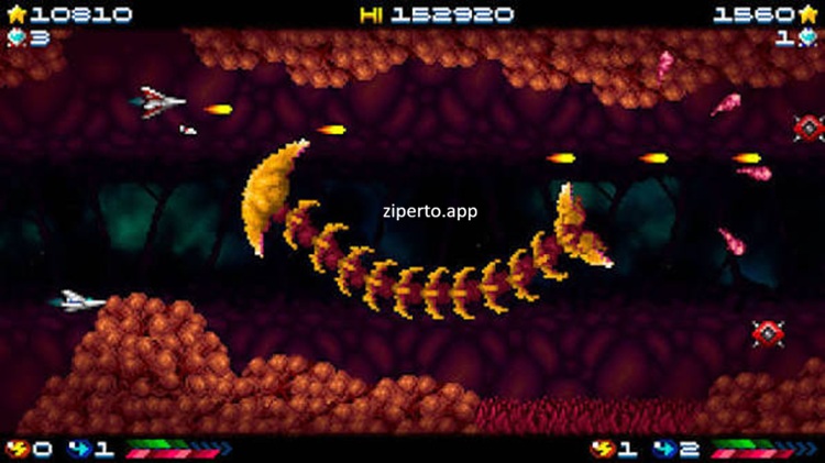 Super Hydorah 2026 gameplay featuring side-scrolling spaceship combat, alien enemies, retro pixel graphics, and intense arcade shooting.