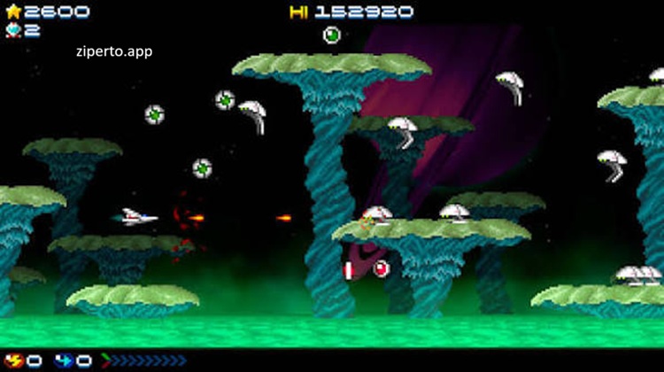 Super Hydorah 2026 gameplay featuring side-scrolling spaceship combat, alien enemies, retro pixel graphics, and intense arcade shooting.