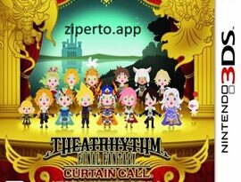 Theatrhythm Final Fantasy: Curtain Call gameplay featuring chibi characters performing rhythm challenges with colorful musical visuals.