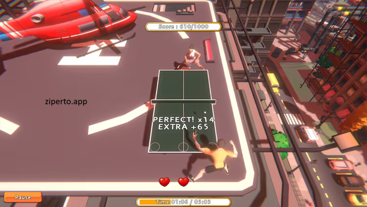 Timo Boll Beats 2026 gameplay featuring rhythm-based table tennis, fast-paced action, and colorful music challenges.