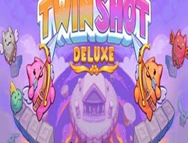Twin Shot Deluxe gameplay featuring angel heroes, magical bow combat, colorful fantasy levels, enemy battles and cooperative arcade action.