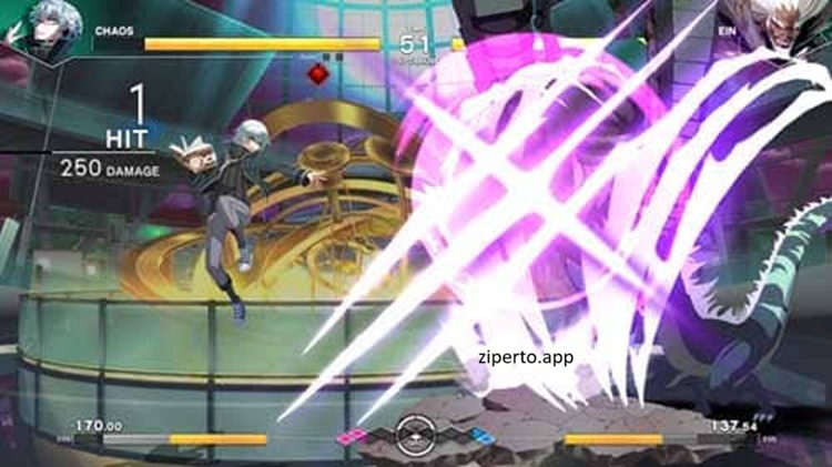 UNDER NIGHT IN-BIRTH II Sys:Celes Deluxe Edition gameplay featuring anime-style fighters battling with powerful special attacks.