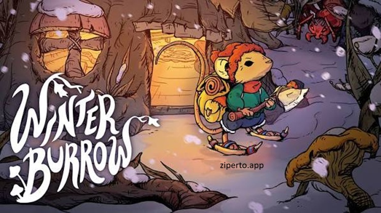 Winter Burrow gameplay featuring a small mouse exploring snowy forests, crafting supplies and building a cozy underground burrow.
