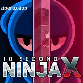 10 Second Ninja X gameplay showing a ninja racing through a colorful platforming stage in attacking robots.