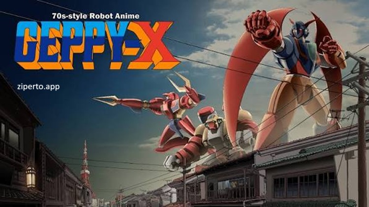 70s-style Robot Anime Geppy-X gameplay showing colorful giant robots, retro anime characters and classic science-fiction action scenes.