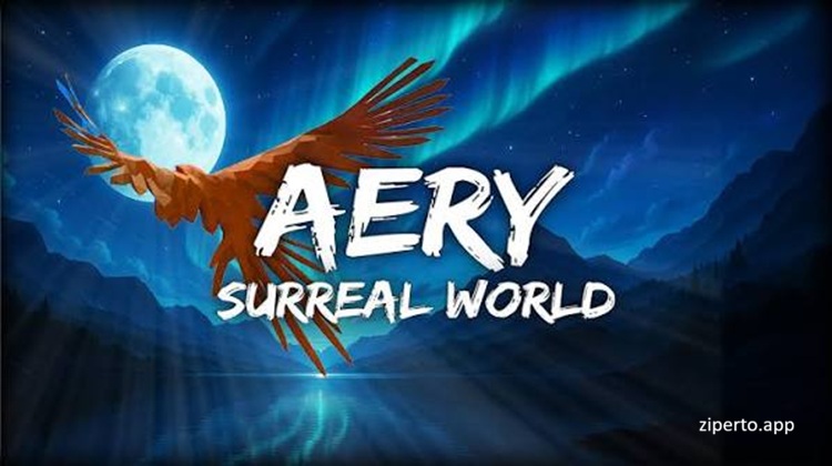 Aery – Surreal World gameplay showing a peaceful bird flying through colorful floating islands and relaxing exploration.