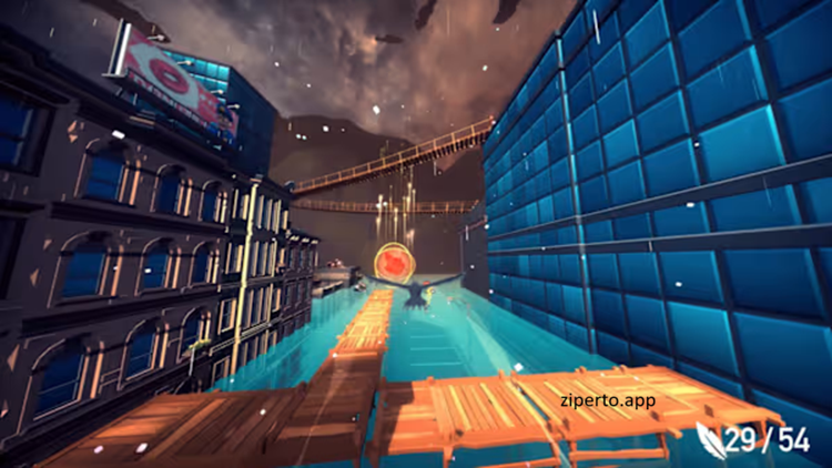 Aery – Surreal World gameplay showing a peaceful bird flying through colorful floating islands and relaxing exploration.