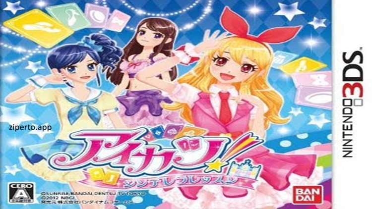 Aikatsu! Cinderella Lesson 2026 featuring a young idol in a colorful outfit during an academy performance.