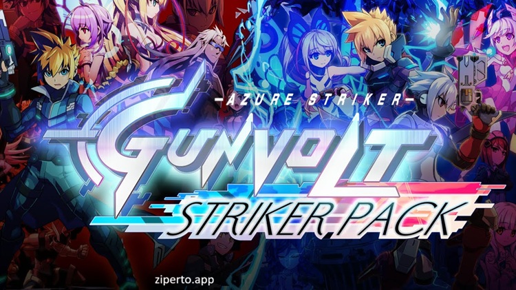 Armed Blue Gunvolt Striker Pack 2026 featuring Gunvolt with electric attacks across futuristic 2D action stages.