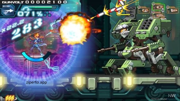 Armed Blue Gunvolt Striker Pack 2026 featuring Gunvolt with electric attacks across futuristic 2D action stages.