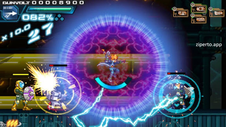 Armed Blue Gunvolt Striker Pack 2026 featuring Gunvolt with electric attacks across futuristic 2D action stages.