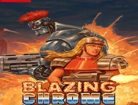 Blazing Chrome 2026 featuring resistance soldiers fighting robots across a futuristic battlefield.