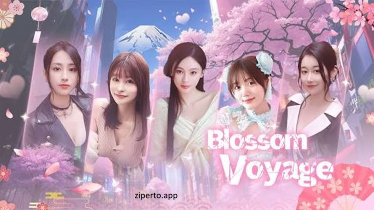 Blossom Voyage showing a live-action romance scene set in Japan with city streets and story-driven character interactions.