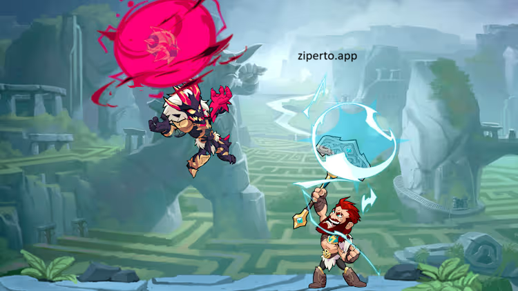 Brawlhalla gameplay featuring colorful platform battles, unique legends, powerful weapons and exciting arena fights.