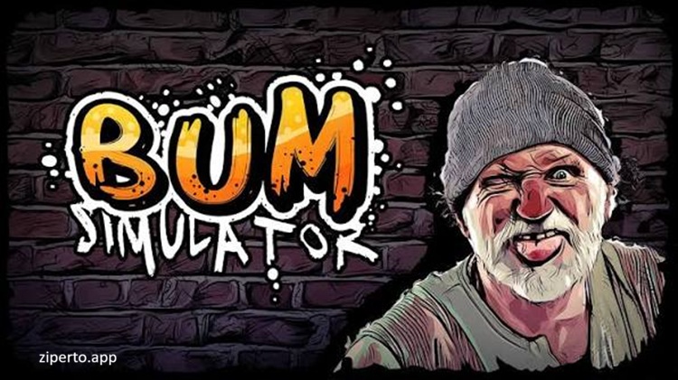 Bum Simulator gameplay featuring open-world survival, crafting, shelter building and humorous street adventures.