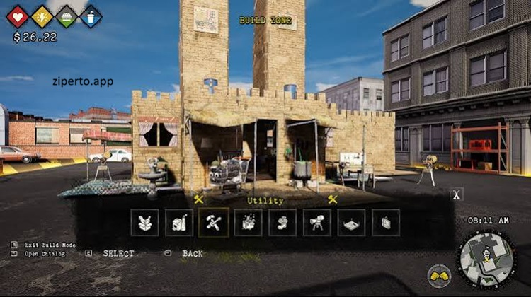Bum Simulator gameplay featuring open-world survival, crafting, shelter building and humorous street adventures.