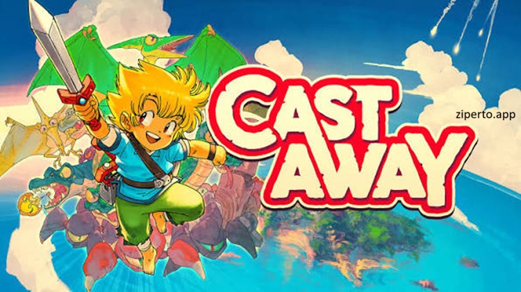 Castaway gameplay showing a stranded hero exploring a mysterious island, battling creatures and searching for hidden paths.