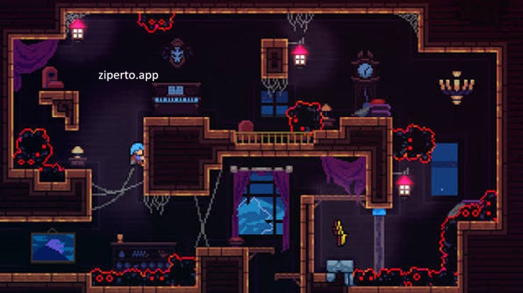 Celeste 2026 featuring Madeline climbing a snowy mountain with pixel-art scenery, dangerous platforms and icy paths.
